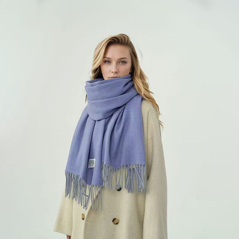 Зимний кашемировый женский шарф Женский роскошный шарф Женский кисточный бандана Женский однотонный шаль-накидка Фуляр Типпет Пашмина