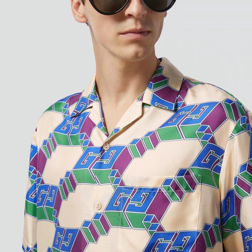 GUCCI 3D Gg Print Silk Shirt (Unisex) Shirts 770432 ZAPEY 9093