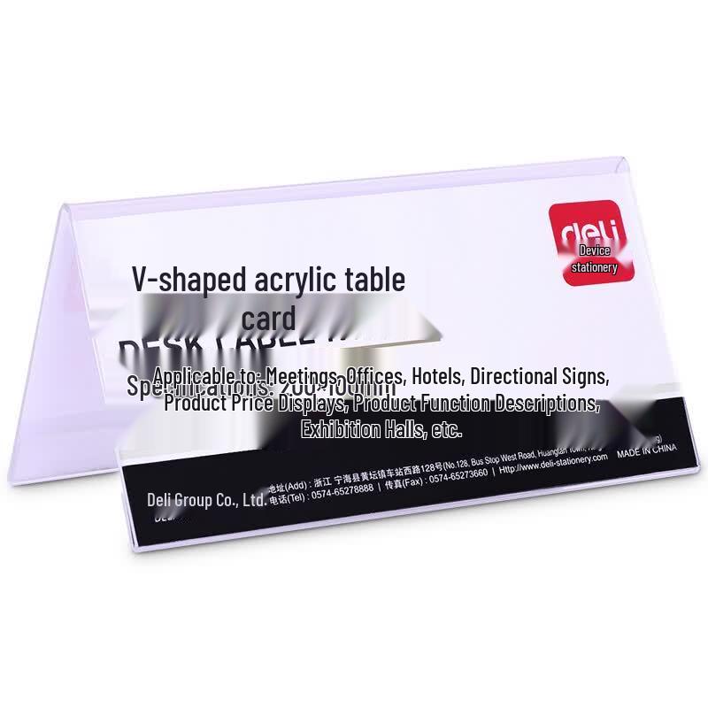 Deli 9294V Acrylic Desk Sign Holder