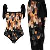 New Two-piece Printed Swimsuit Women's Conservative One-piece Chiffon Skirt Swimsuit Set
