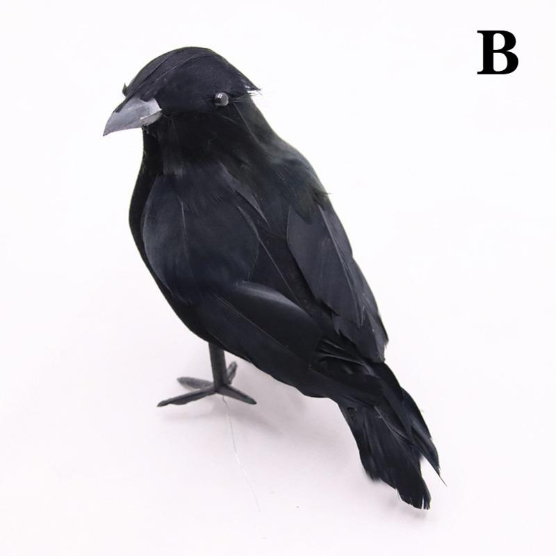 1-5PCS Halloween Simulation Black Feather Crow Model Realistic Raven Ornament Spooky Haunted House Party Decoration Props