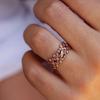 Huitan Rose Gold Color Flower Finger Rings for Women Romantic Wedding Party Finger Accessories Birthday Gift Statement Jewelry