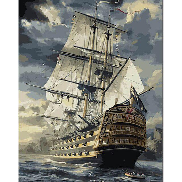 Алмазная мозаика корабль