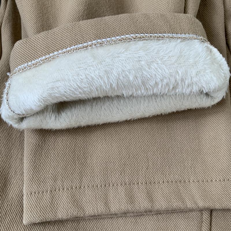 Зимние женские хлопковые шерстяные брюки, зимние большие размеры, повседневные толстые теплые шаровары