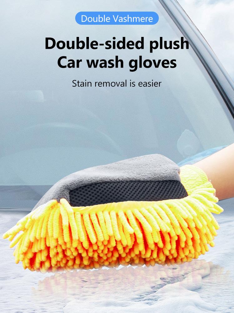 Большая рукавица для мытья автомобиля из микрофибры, водонепроницаемые перчатки из синели, толстая рукавица для мытья автомобиля, вощеная двухсторонняя перчатка для ухода за автомобилем