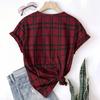 Striped Casual Sports Women's T-shirt Summer Round Neck Short Sleeved Element Pattern Checkered Loose Fit T-shirts