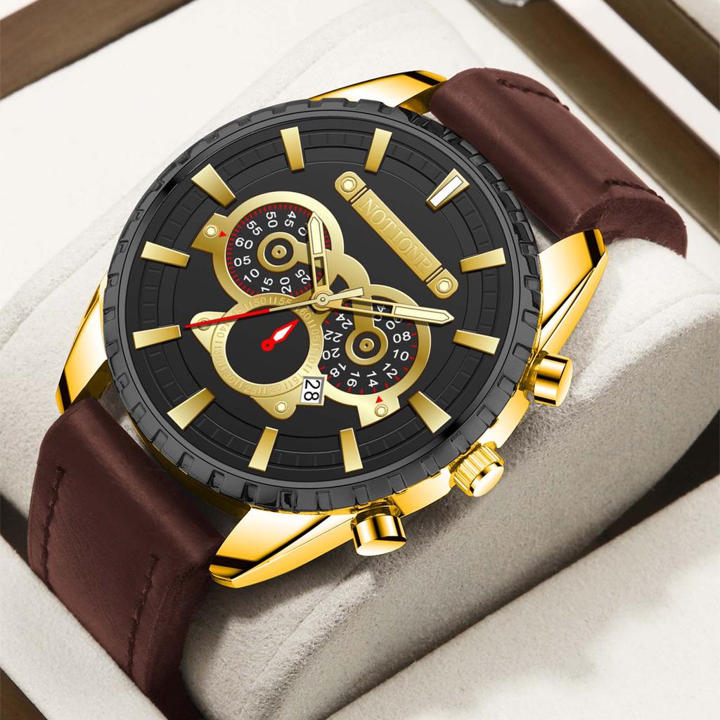 Повседневные часы мужские кварцевые наручные простые часы часы с индивидуальным выражением часы с календарем кожаный ремешок