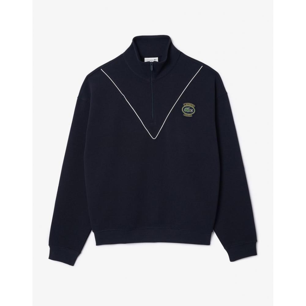 Lacoste Футболка мужская с шевронным окантовкой и высоким воротом, застегивающаяся на молнию до середины бедра, Sh7386, 54 г HDE