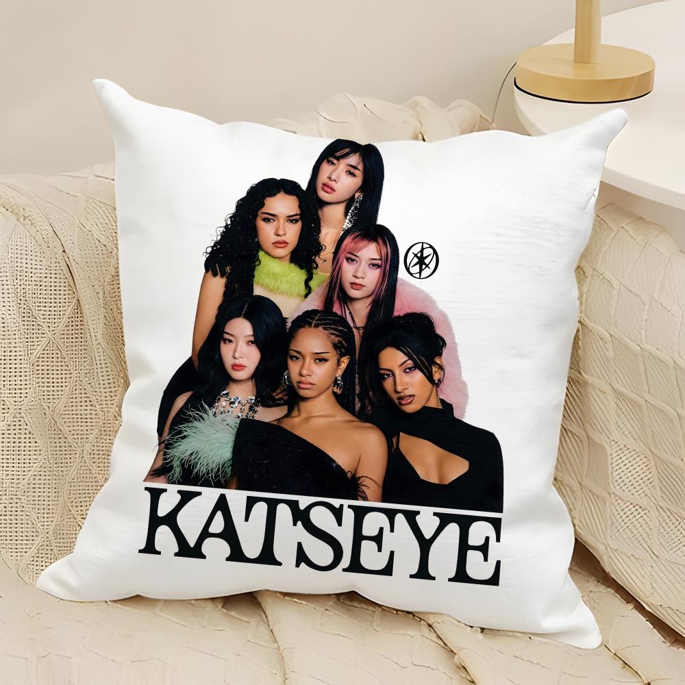 Стиль Kpop Eyekons Стиль Kpop Группа K-Katseye 3 Наволочка Натуральный Лен Двусторонняя Печать Диван Домашний Декор Чехол для Подушки