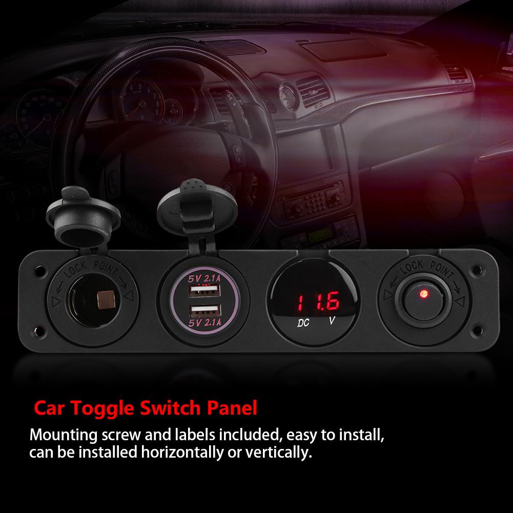 Панель тумблеров 4 в 1 Вкл/Выкл Двойное USB зарядное устройство Вольтметр для автомобиля лодки морского грузовика Красный