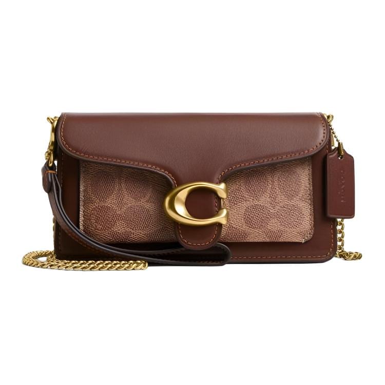 COACH Tabby Artificial Leather With Cow Leather Crossbody Bags Small Women's Brown Yellow & Brown CCD26-B4N4