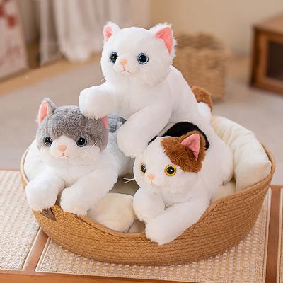 45 см милый кот, плюшевая игрушка, прекрасный чучело, высокое качество, имитация кота, плюшевые игрушки, белый, серый кот, кукла, подарки на день рождения, для девочек