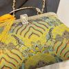 2024 Vintage Women Floral Clutch Designer Lock Shell Clip Handmade Chain Shoulder Bags Crossbody Bags Tassel Glitter Handbags