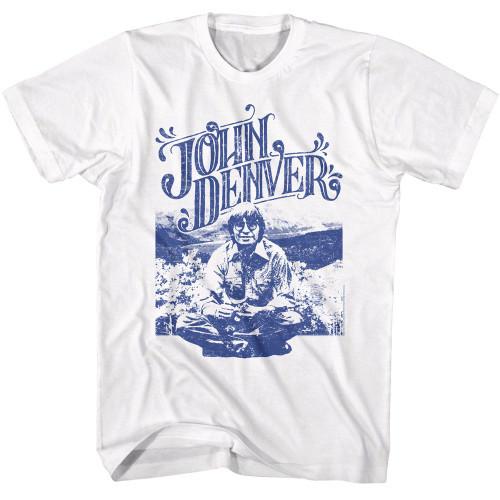 John Denver In Field Photo White T-Shirt
