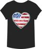 American Flag Heart Sequin Black T-shirt