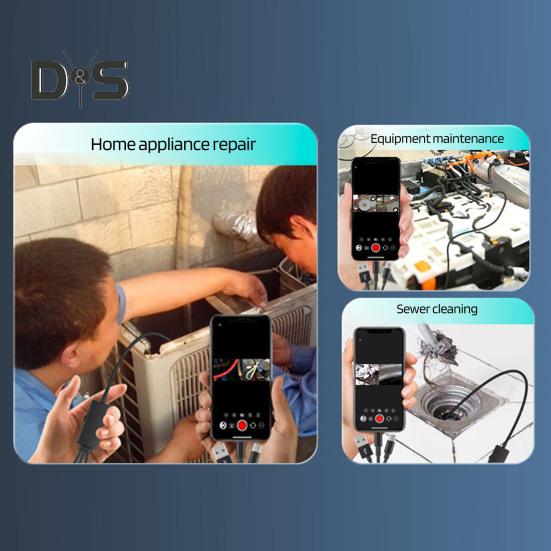 Инспекционная эндоскопическая камера для телефона с подсветкой IP67, водонепроницаемая, легко подключаемая, 1080P, камера для осмотра бороскопа