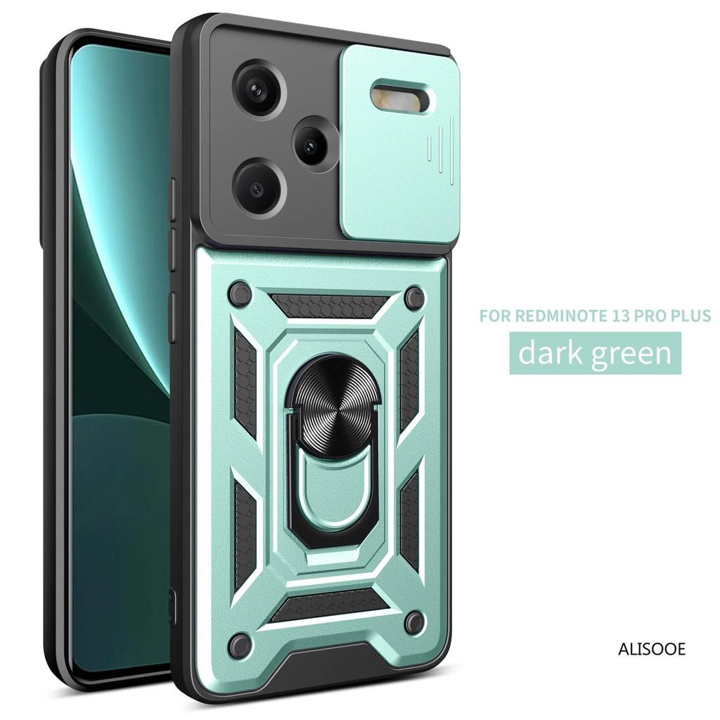 Slide Camera Funda для Redmi Note 13 Pro Plus Чехол для Xiaomi Redmi Note 13 Pro Capa Вращающееся кольцо-подставка Ударопрочный чехол