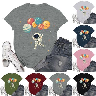 Женские модные повседневные пуловеры с короткими рукавами и круглым вырезом с принтом