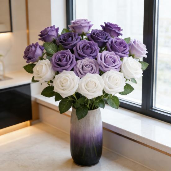 25 шт. Искусственные Цветы Розы с Длинным Стеблем, Искусственные Шелковые Розы с Эффектом Реального Прикосновения, Букет для Свадебной Вечеринки, Центральные Элементы Стола, Декор для Фестиваля