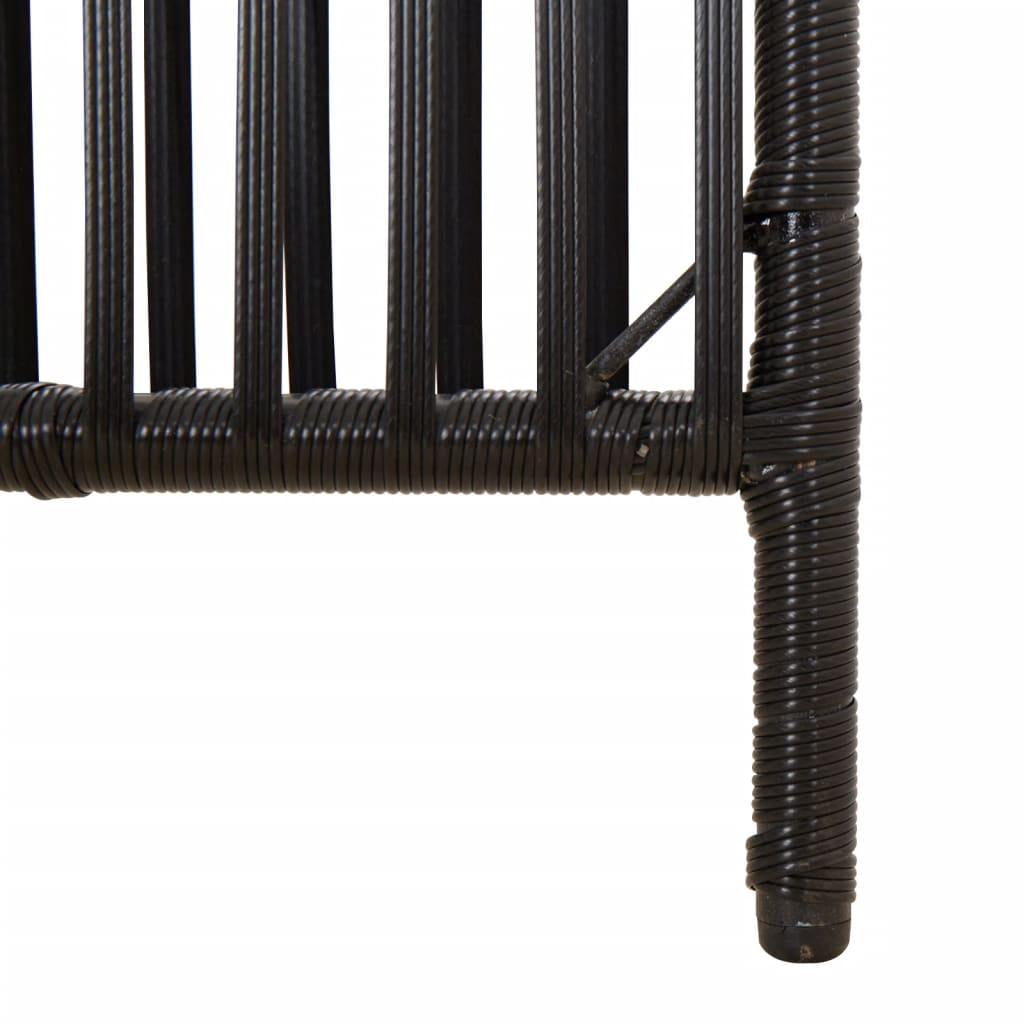 3 Panel Black Poly Rattan Folding Screen