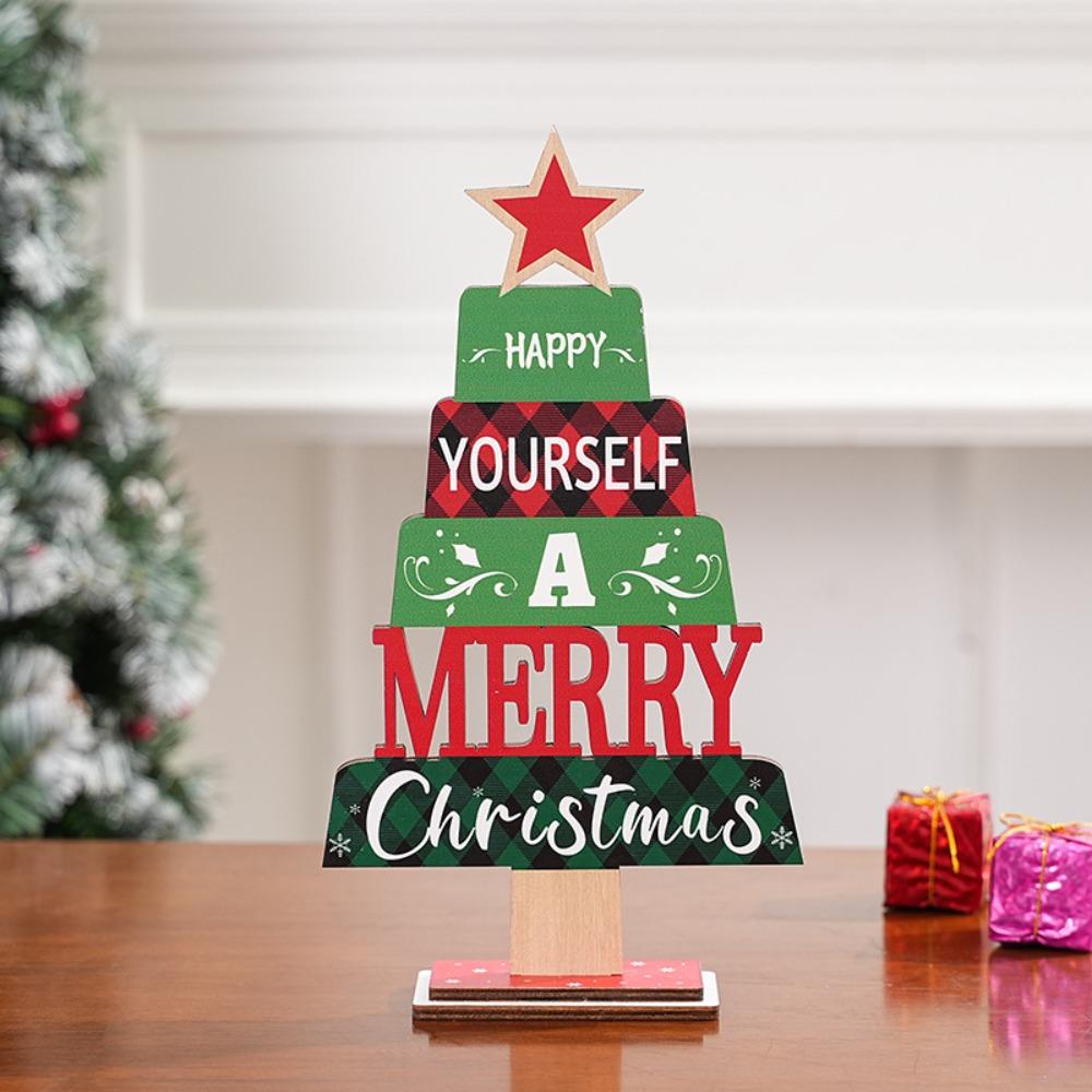 Креативное украшение на стол в виде рождественской елки, деревянная буква, рождественские таблички, табличка, поделка своими руками, настольная табличка с Санта-Клаусом, домашний декор
