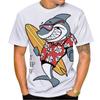 New Hot Sale Shark Surf Shark 3D Printing Men's T-Shirt Fashion Casual Harajuku Style Shark Art Short Sleeve Tops