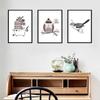 Милая сова кошка черно-белая настенная живопись на холсте с животными декоративная подвесная картина Cuadros Decoracion салон минималистское искусство