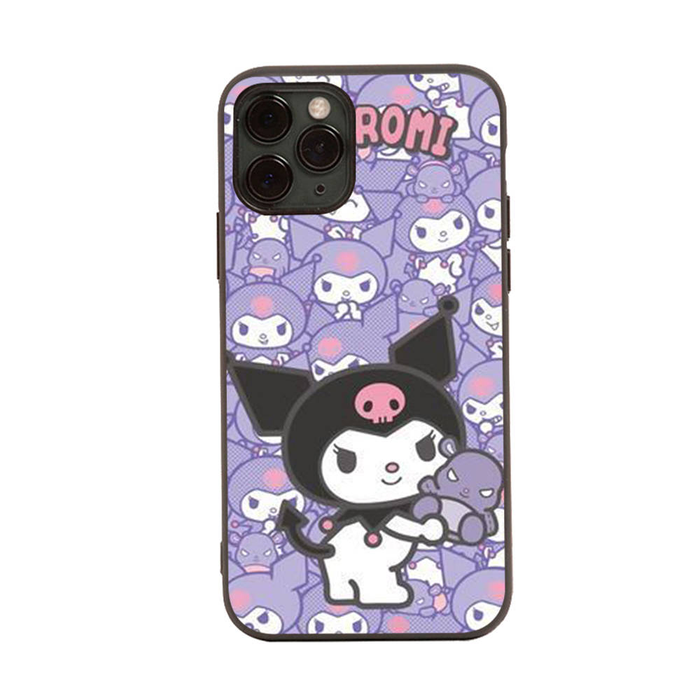 Чехол HK10 Cut Kuromi Black Sofe для iPhone 16 15 Plus 14 13 Pro 8 SE XR XS Max P30 Nova 5T Y5P Y6 Y7 Y8P Y9 Realme C30 C33 C31 VIVO Y36 V27