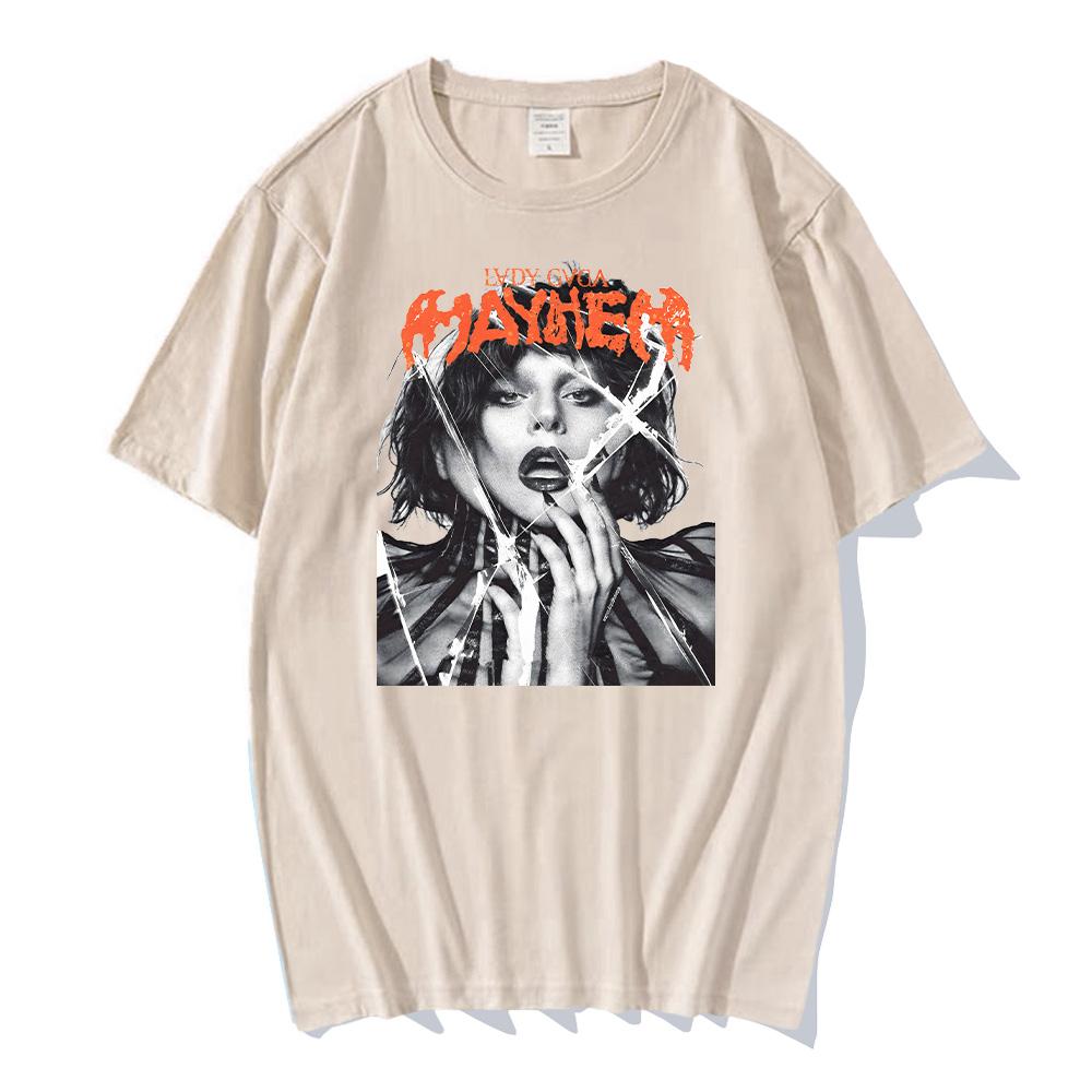 Футболки Lady Gaga Mayhem Унисекс Высокое Качество Хип-Хоп Хлопковые Футболки Мода Унисекс Эстетика Ретро Футболки Летняя Новая Одежда