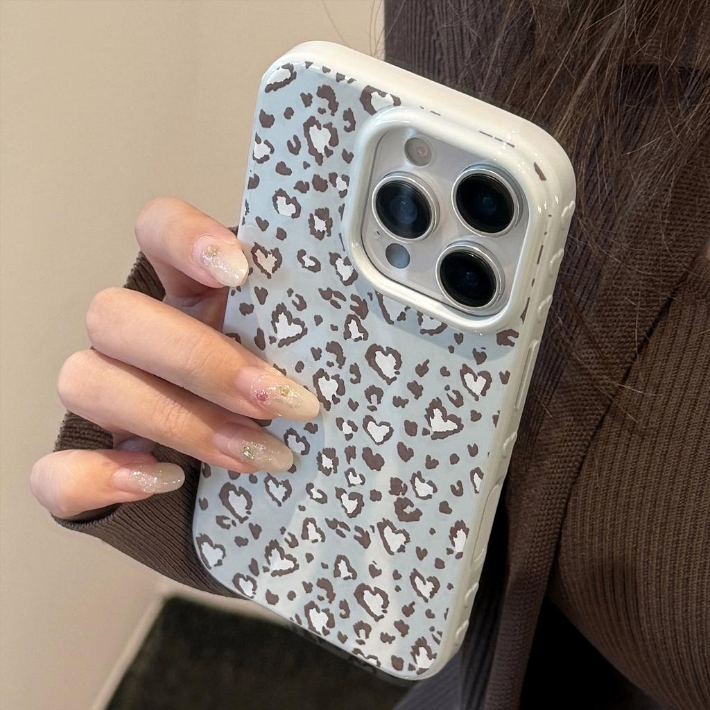 Персонализированный леопардовый принт для IPhone17promax для Apple 16 Чехол для мобильного телефона 15 для 12 Ретро-синий 14 Мягкий чехол 14 Противоударный