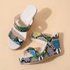 Wedge Slippers Women's Snakeskin Double Strap Platform High Heels Multicolor Summer Sandals Women Slides Open Toe Slippers Shoes