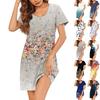 Womens Summer Dresses Short Sleeve Linen Casual T-Shirt Dresses Swing Beach Midi Dress Sundresses With Pockets