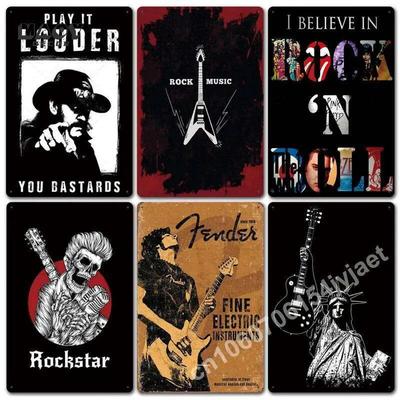 Металлические таблички Rock Music Metal Винтажные плакаты для дома Гостиной Настенное искусство Декор Спальни Прихожей Таблички Гаража Клуба Бара Пластина 26T0104 26T0104