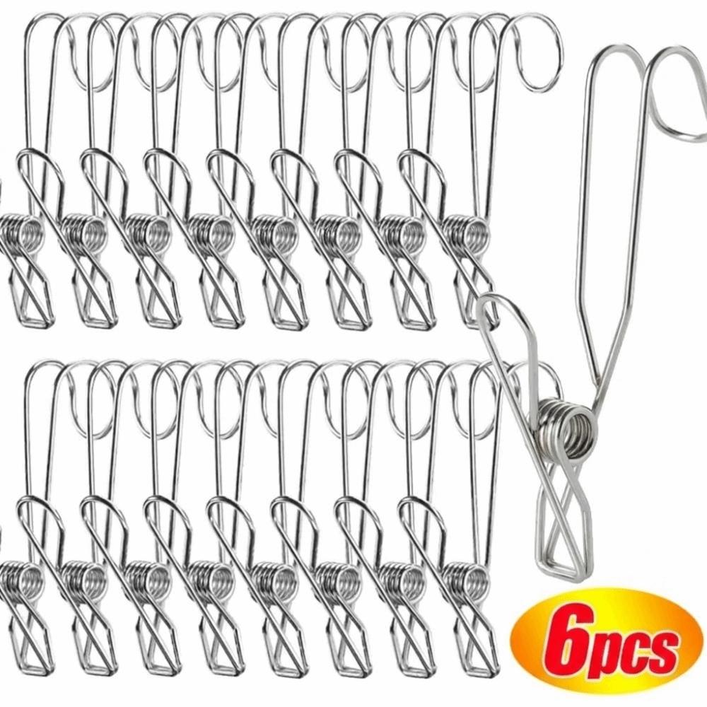 6Pcs Durable Long Tail Clip Organizer Metal Clothespins Multifunctional Towel Organizer Closet