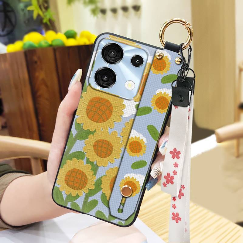 Flower Shockproof Phone Case For UMIDIGI G9 5G/Note9 5G Ring Silicone Fashion Design Dirt-resistant Anti-dust Kickstand