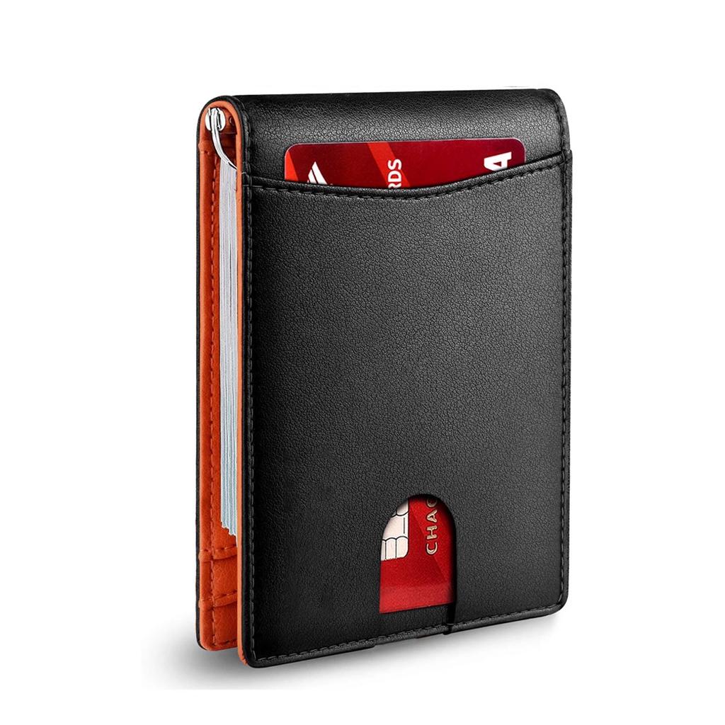 Men's Ultra-thin Wallet Europe and the United States Simple Casual RFID Dollar Clip Leather Card Bag Wallet Men Integrated