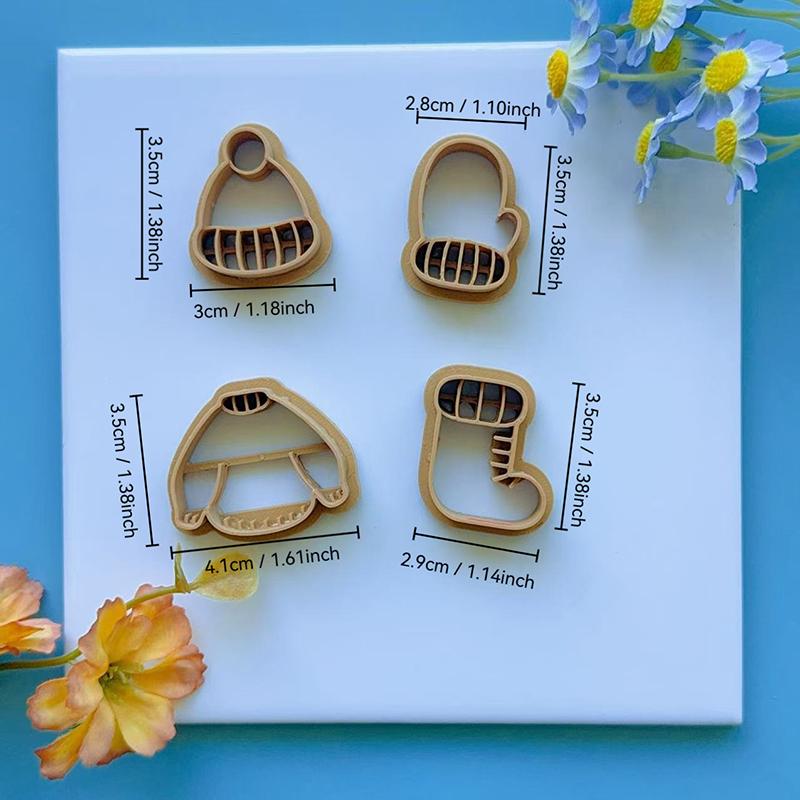 4 шт. Рождественские зимние перчатки, свитер, шапка, носки, формочки для полимерной глины, модель, подвеска на рождественскую тематику, сделай сам, серьги, ювелирные аксессуары