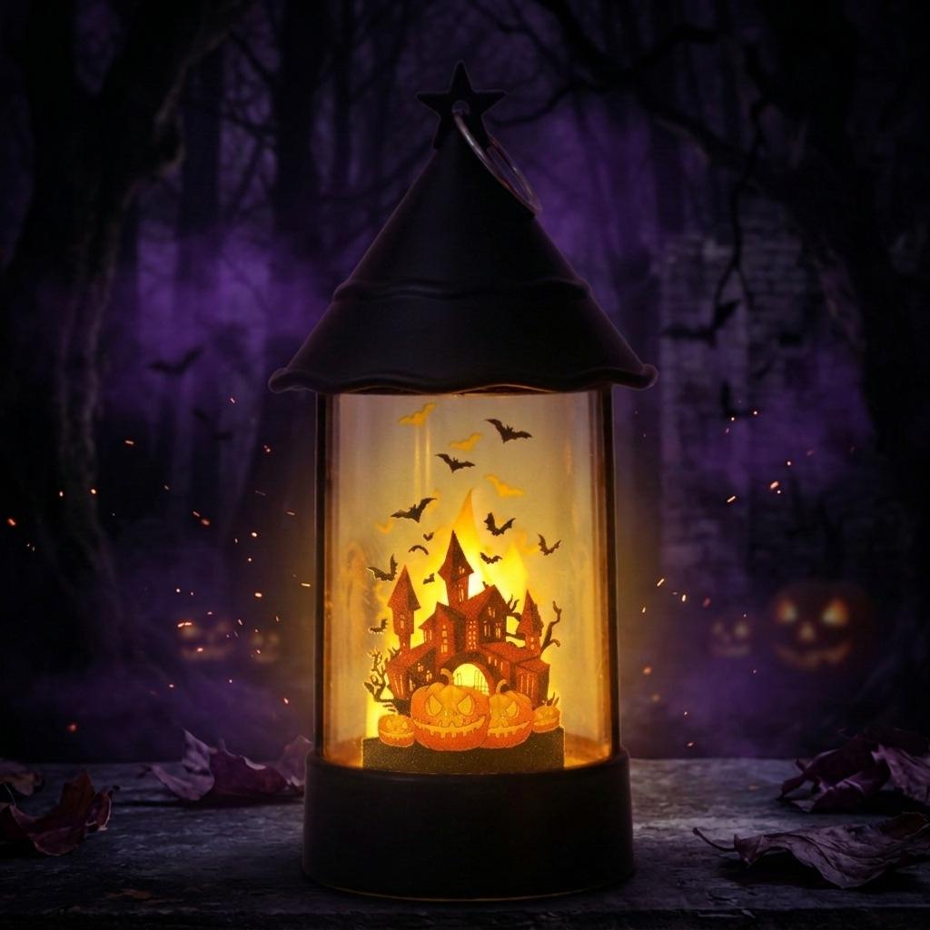 Halloween Decoration Electronic Candle Lantern Pumpkin Luminary Portable Castle Style Party Prop Decor
