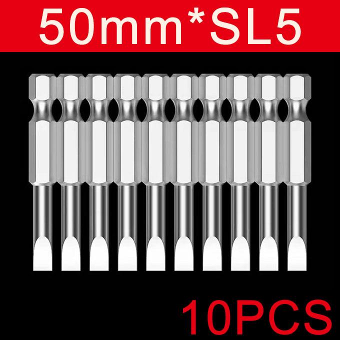 6/10 шт. 50 мм 2,0-6,0 мм плоская головка шлицевая отвертка биты сплав S2 1/4" магнитный ручной инструмент отвертка сверло