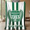 Werder Bremen FC Custom Name Text Flannel Blanket Soccer Logo Personalized Fleece Throw Blanket Special Gift For Sofa Bedroom Home