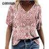 Summer Women's T-shirt Printed Loose V-Neck Short Sleeve Top