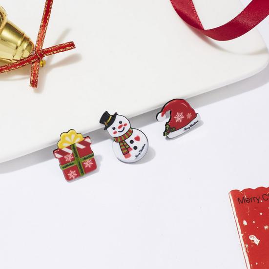 3 шт./компл. рождественские броши винтажные праздничные милые мультяшные геометрические невыцветающие декоративные броши с бумажной карточкой Санта-Клауса