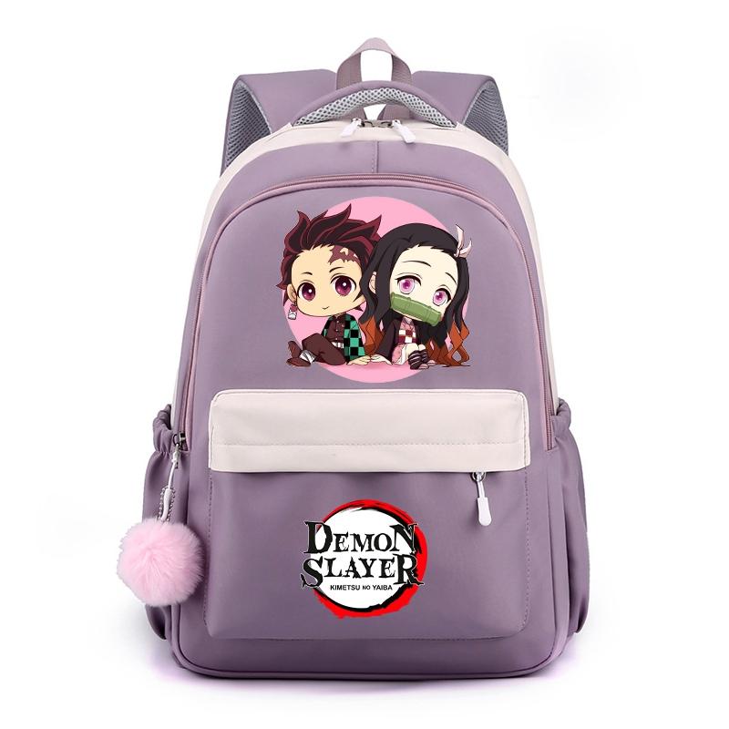 Аниме Demon Slayer, нейлоновый милый мягкий рюкзак, повседневная сумка для книг, школьная сумка для девочек, мальчиков, мужчин и женщин, дорожная сумка для отдыха Mochila