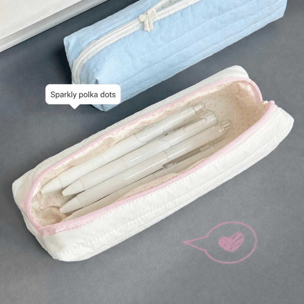 Large-capacity Pencil Case Cream Color Stationery Pouch INS Stationery Storage Bag  School Supplies
