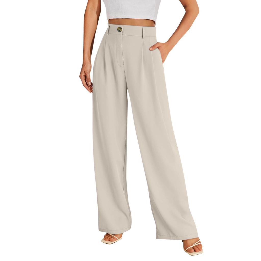 Women High Waist Casual Wide Leg Long Palazzo Pants Trousers Regular Size