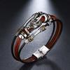 Vintage Multilayer Alloy Dragon Head Brown Leather Bracelet Men Fashion Jewelry Party Gift