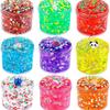 9-Piece Translucent Crystal Clay Slime Set - Ultra Soft, Glossy, and Crunchy Slime