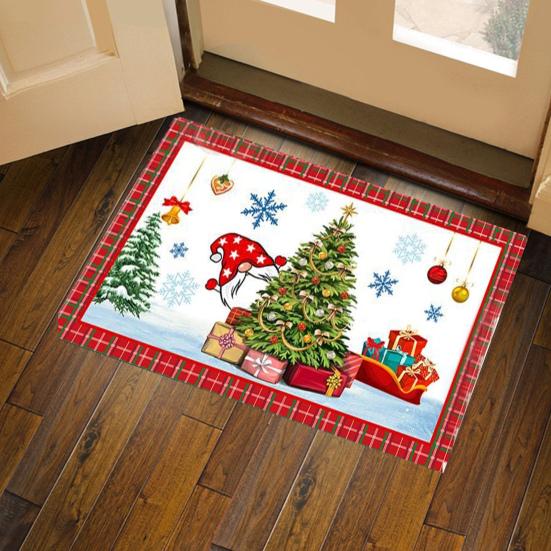Рождественский ковер с красочным принтом, противоскользящий, декоративный, моющийся, износостойкий, новогодний, праздничный, дверной коврик, входной коврик, домашний декор, коврик для дома и улицы