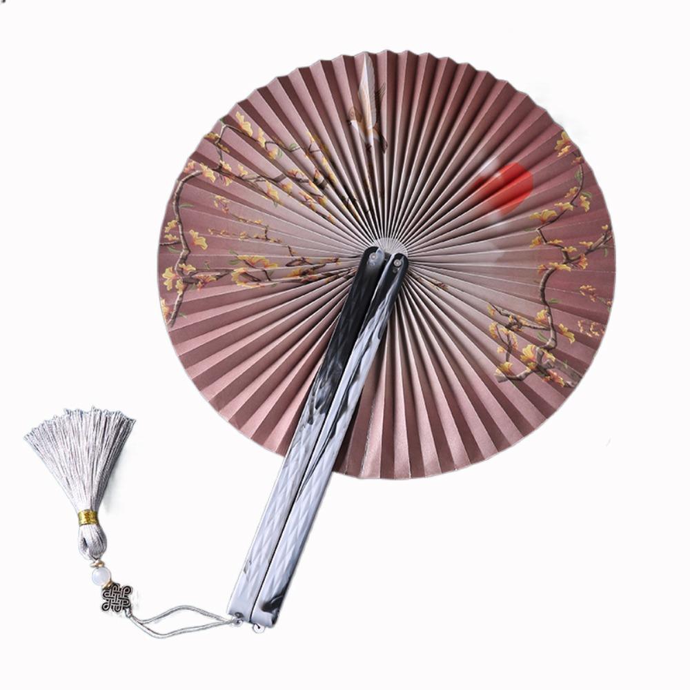 Винтажный круглый бумажный веер с цветочным узором, веер в китайском стиле, складной бумажный веер, реквизит для фотографии