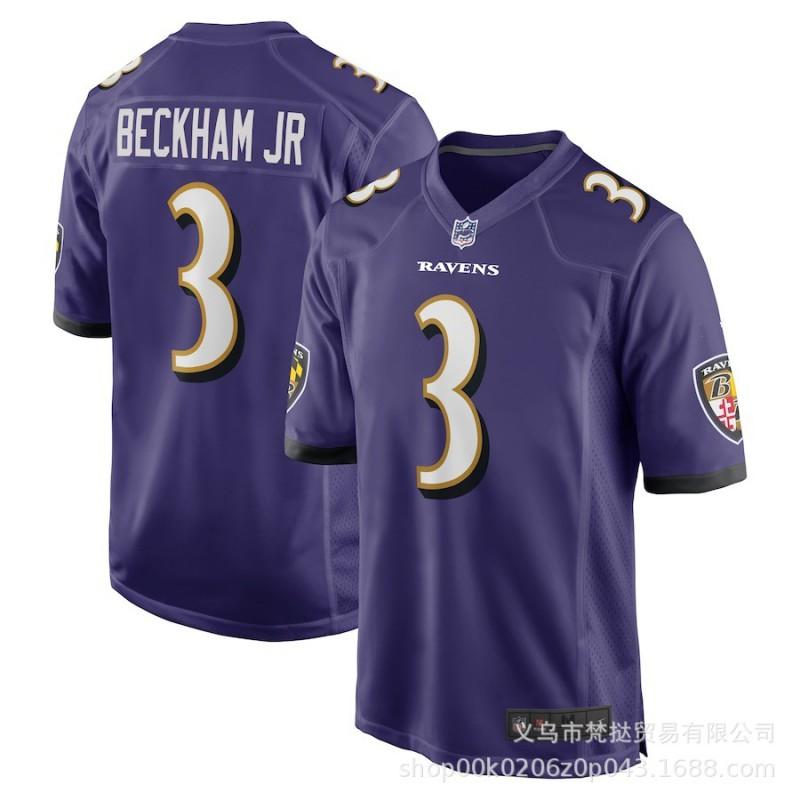 Mens NFL Baltimore Ravens Jersey 8 Lamar Jackson 14 Marlon Hamilton Purple White Black Cotton Blend Short Sleeve V-Neck Sports